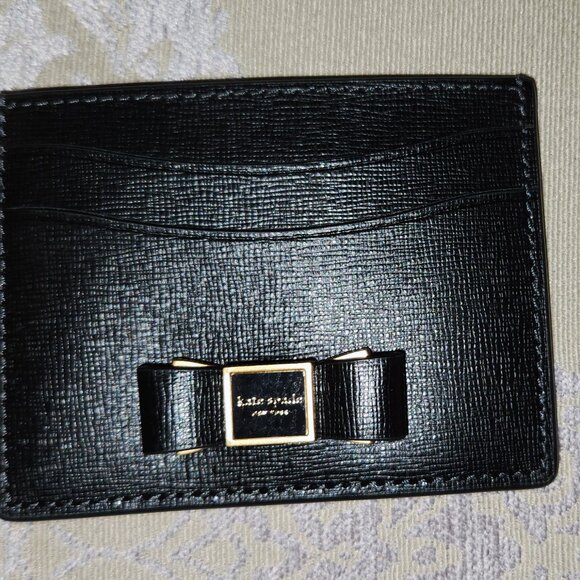 Kate Spade Morgan Embellished Bow Saffiano Leather Card Case - black - NWT - Picture 4 of 4